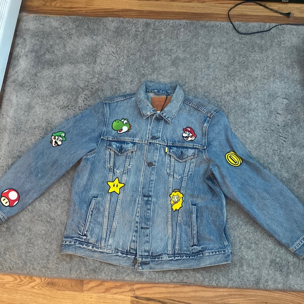 Men vintage super Mario jean jacket XXL brand new